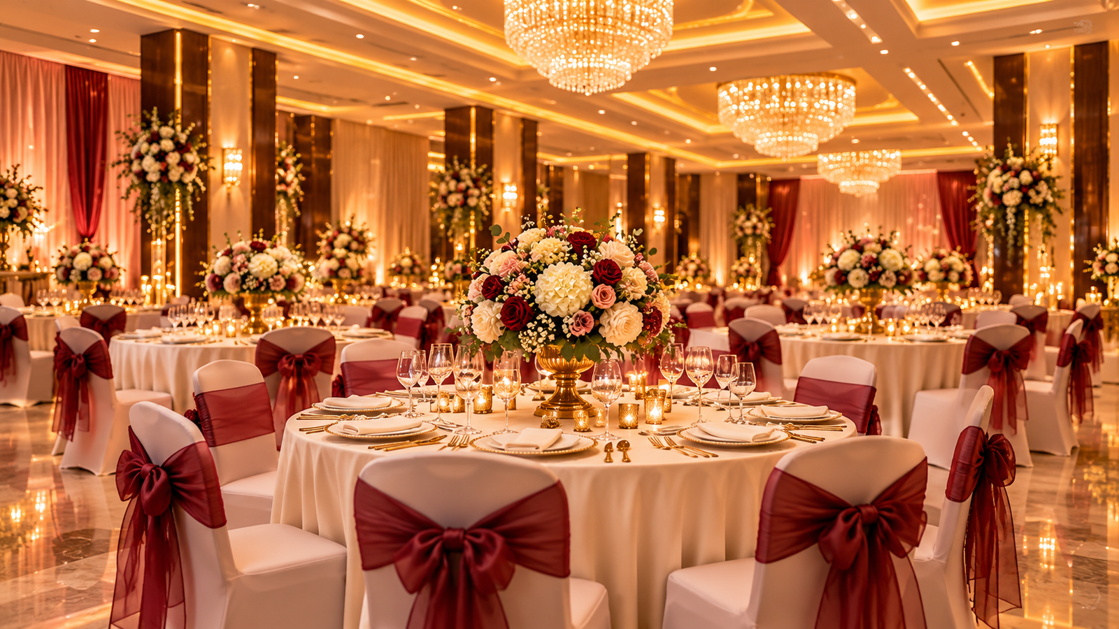 Anniversary celebration with elegant table settings